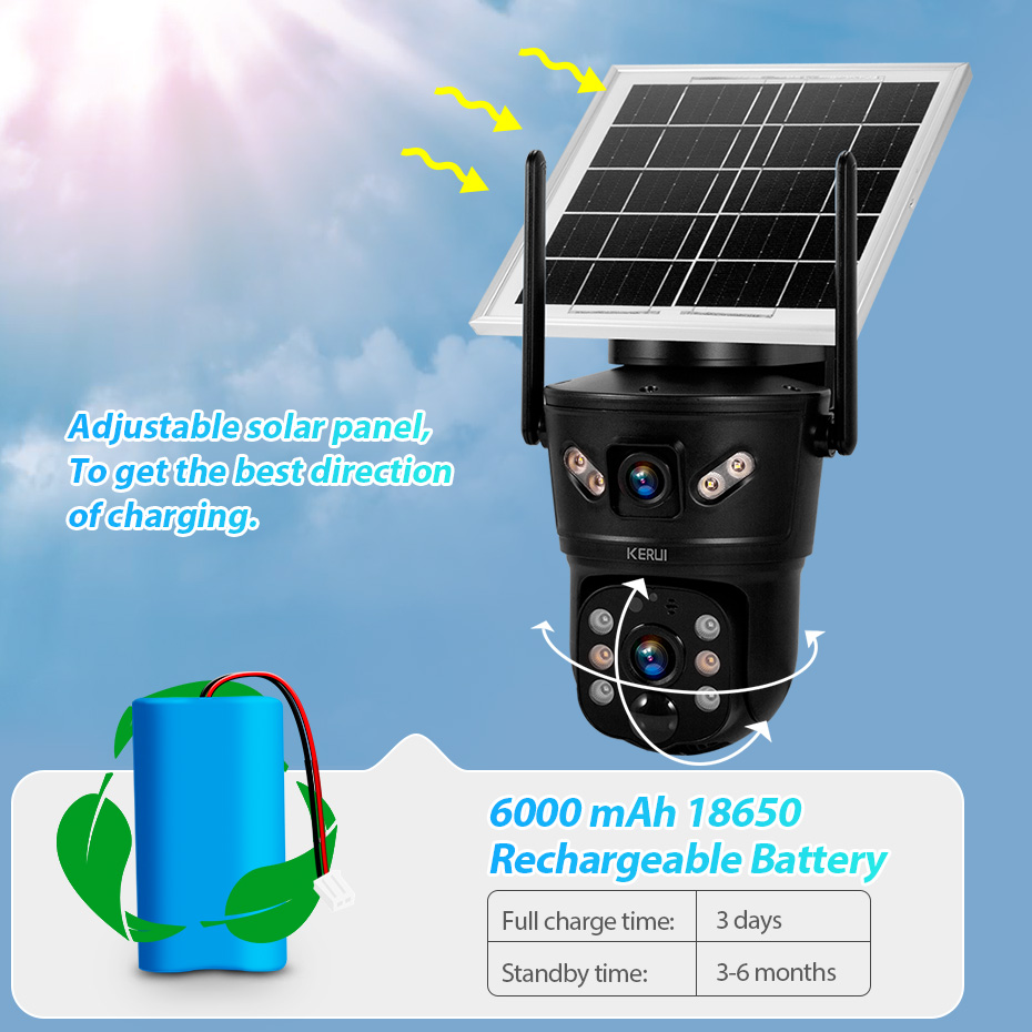 Home Security For Apartments - KERUI 6MP 4G SIM WiFi Solar