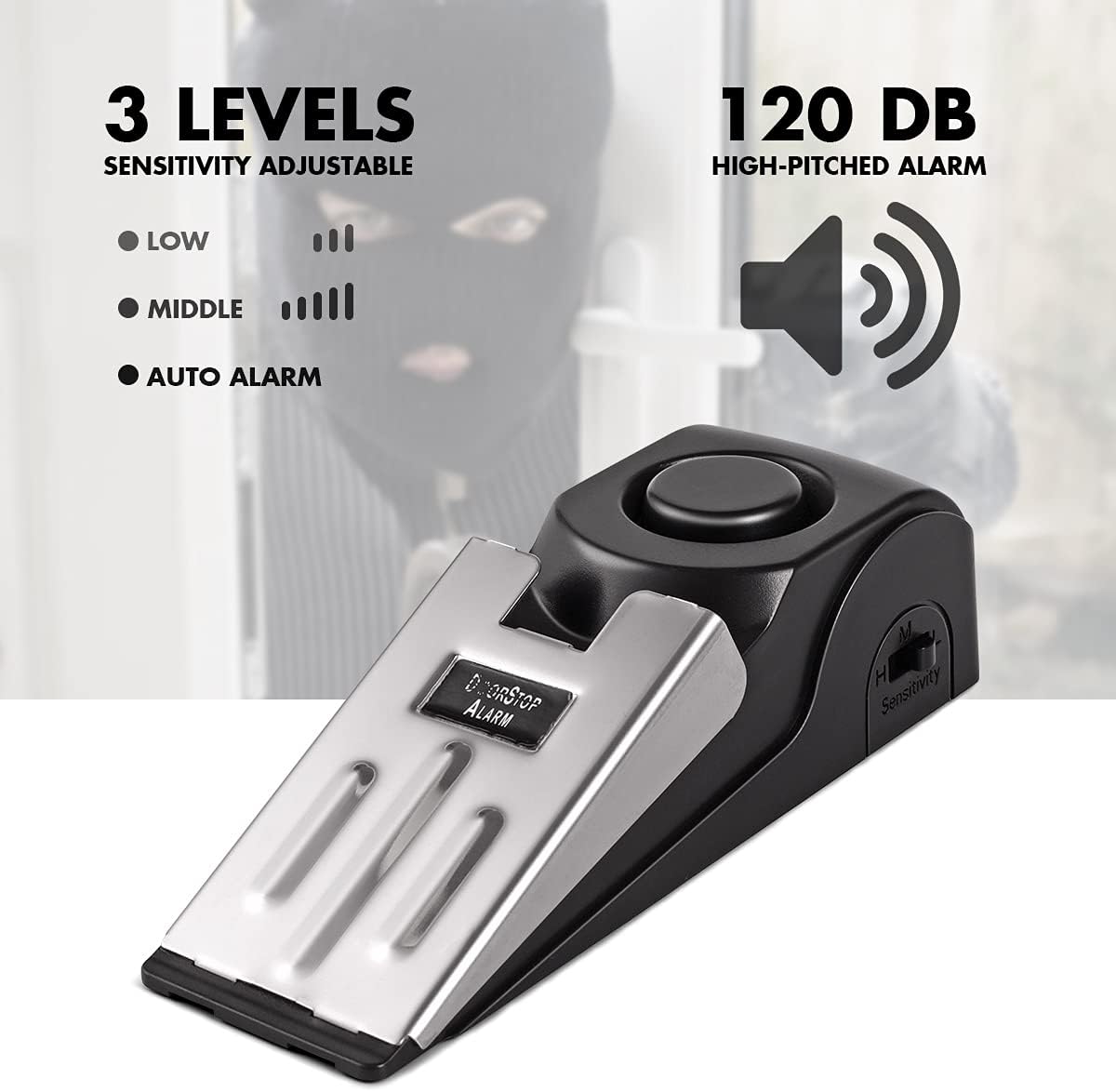 Home Security For Apartments - Door Stop Alarm, Door Stopper with