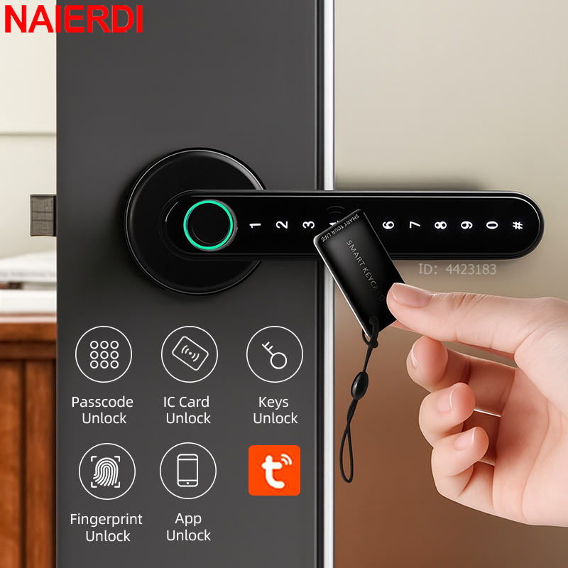 Home Security For Apartments - NAIERDI Smart Fingerprint Door Lock Tuya