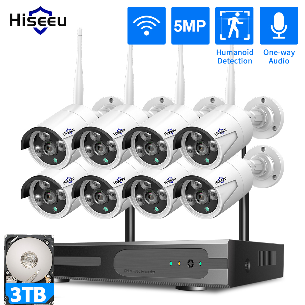 Home Security Nvr - Hiseeu 3/5/8MP WiFi CCTV Camera Security