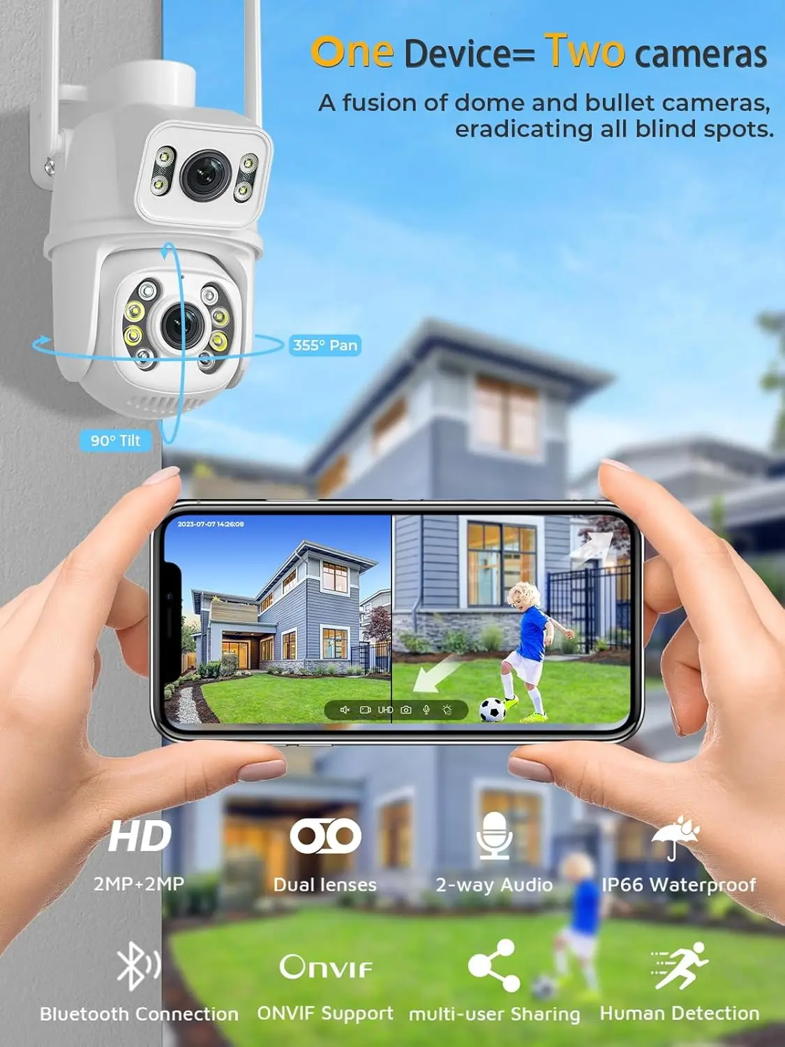 Outdoor Dual Lens 3MP WiFi PTZ - Home Security Google Camera review and price