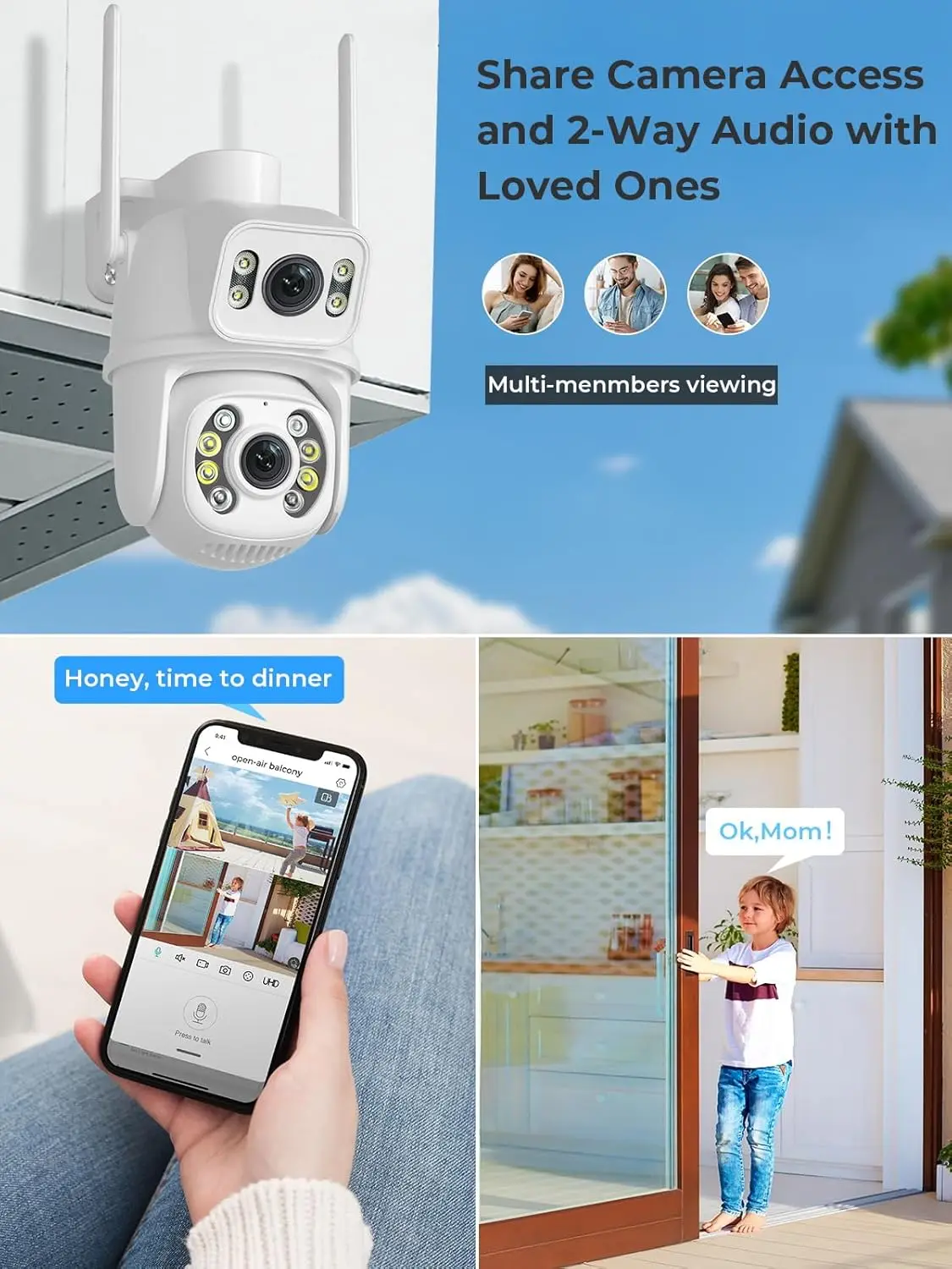 Outdoor Dual Lens 3MP WiFi PTZ - Home Security Google Camera review and price