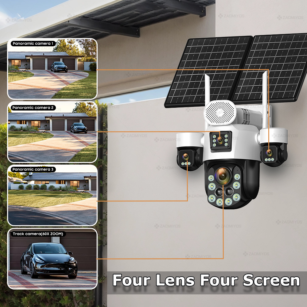 4 Lens Outdoor 360° Surveillan - Home Security For Apartments review and price
